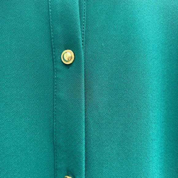 Susan Graver Liquid Knit Top 4X Asymmetrical Hem Kelly Green Button Front Tunic - Picture 8 of 11